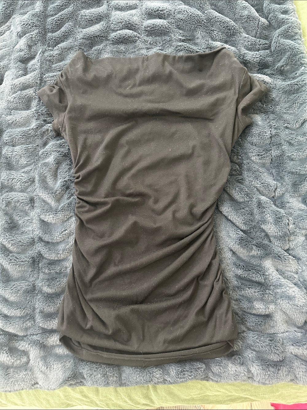Maurices Black Ruched Short Sleeve Tee